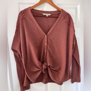 Dusty Burgundy Waffle Weave Oversized Short- Size M